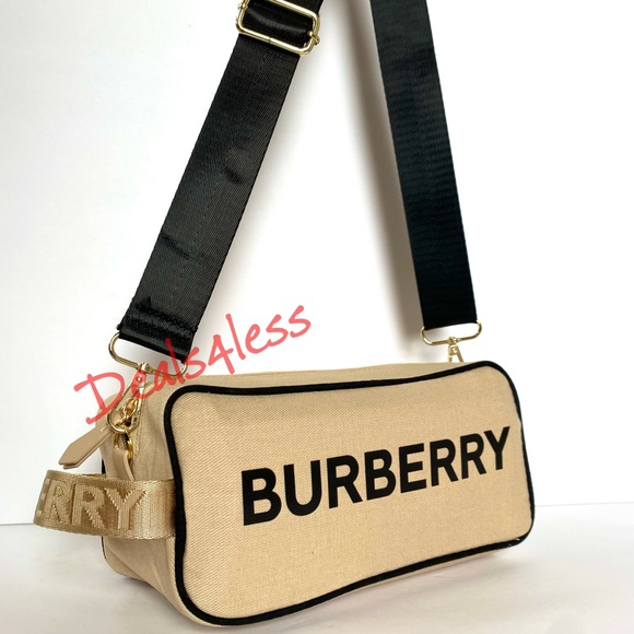 Burberry Crossbody Bag Pouch Dopp Kit Shaving Case Toiletries Gold Travel Tan - Picture 5 of 8